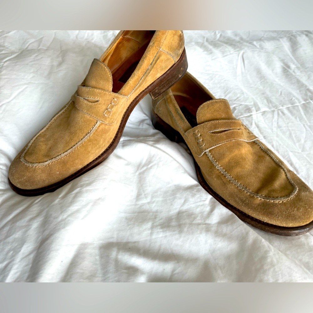 Suede Penny Loafers Wooden Sole Men’s 12